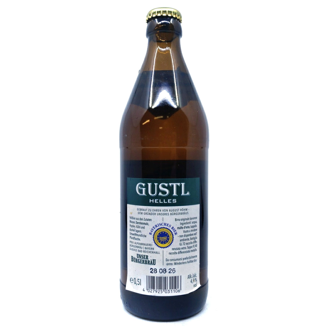 Burgerbrau Gustl Helles 4.9% (500ml)-Hop Burns & Black