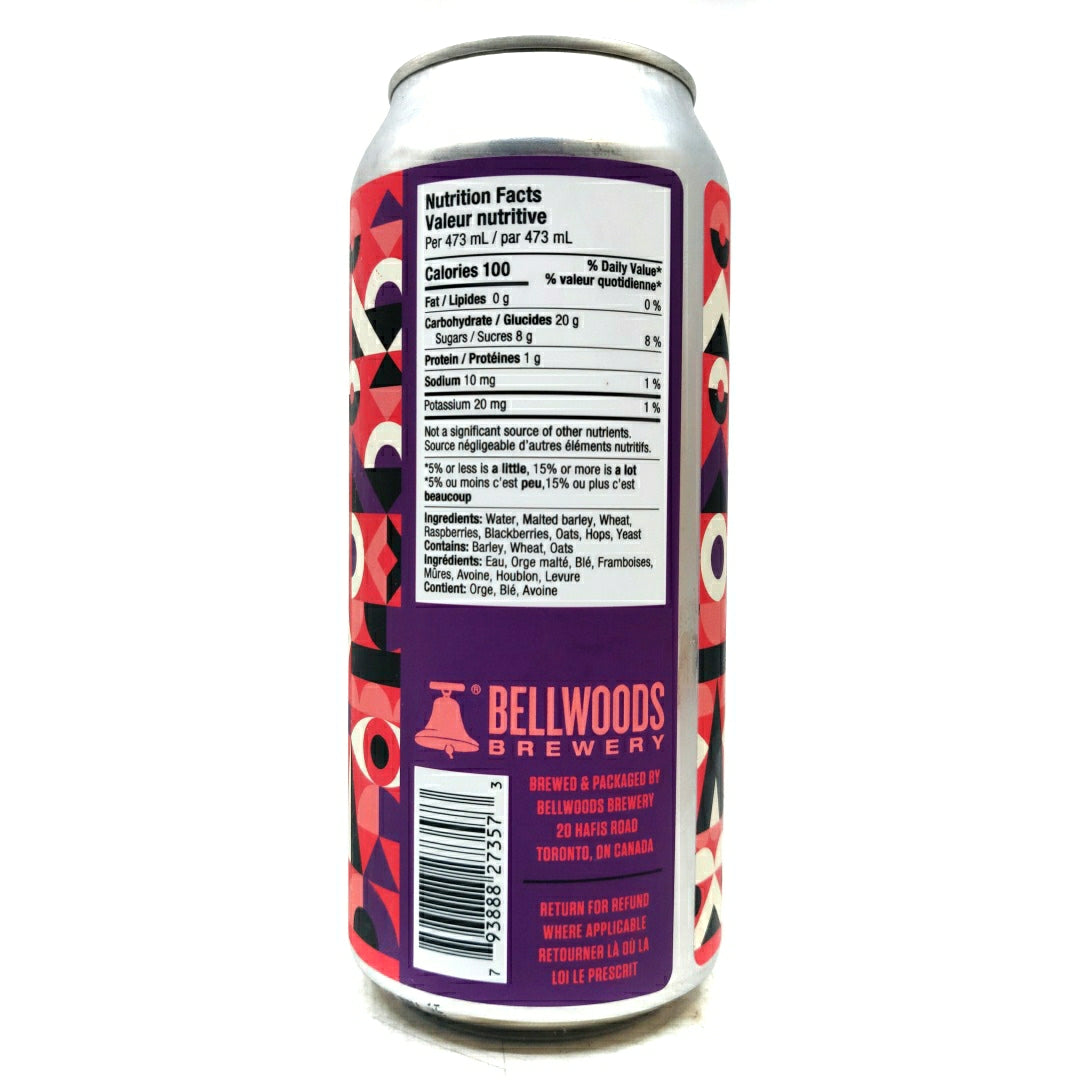Bellwoods Non Alcoholic Fruited Jelly King Sour with Raspberry & Blackberry 0.5% (473ml can)-Hop Burns & Black