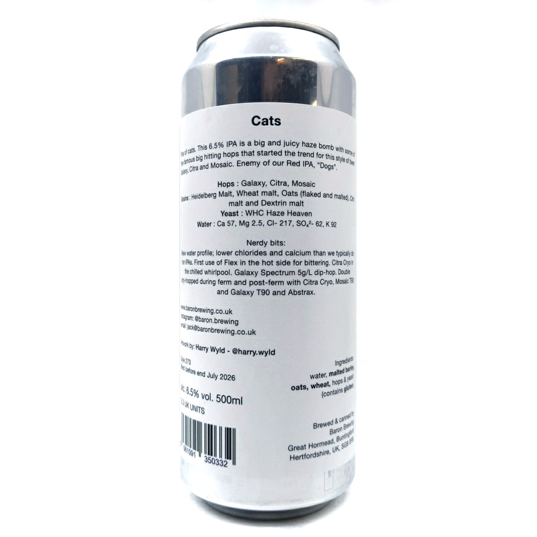 Baron Brewing Cats IPA 6.5% (500ml can)-Hop Burns & Black