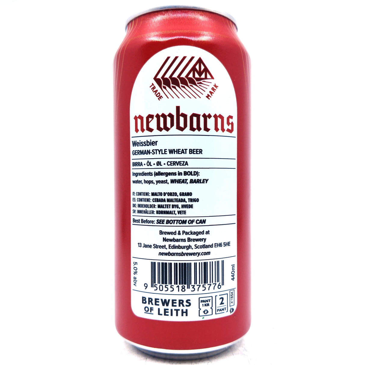 Newbarns Weiss Bier 5% (440ml can)-Hop Burns & Black