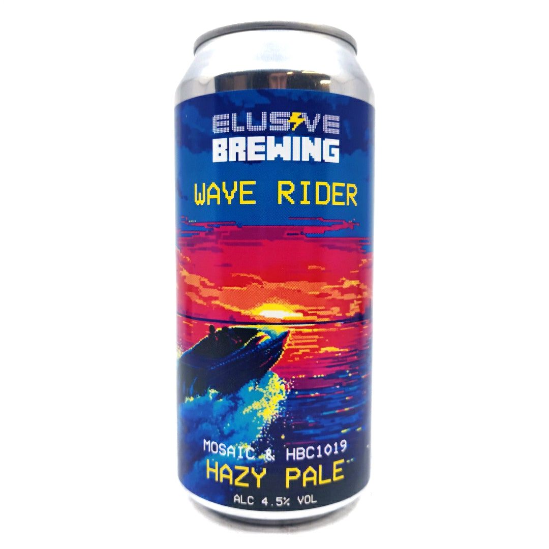 Elusive Brewing Wave Rider Hazy Pale Ale 4.5% (440ml can)-Hop Burns & Black