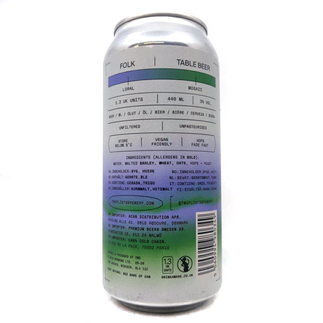 Two Flints Folk Hoppy Table Beer 3% (440ml can)