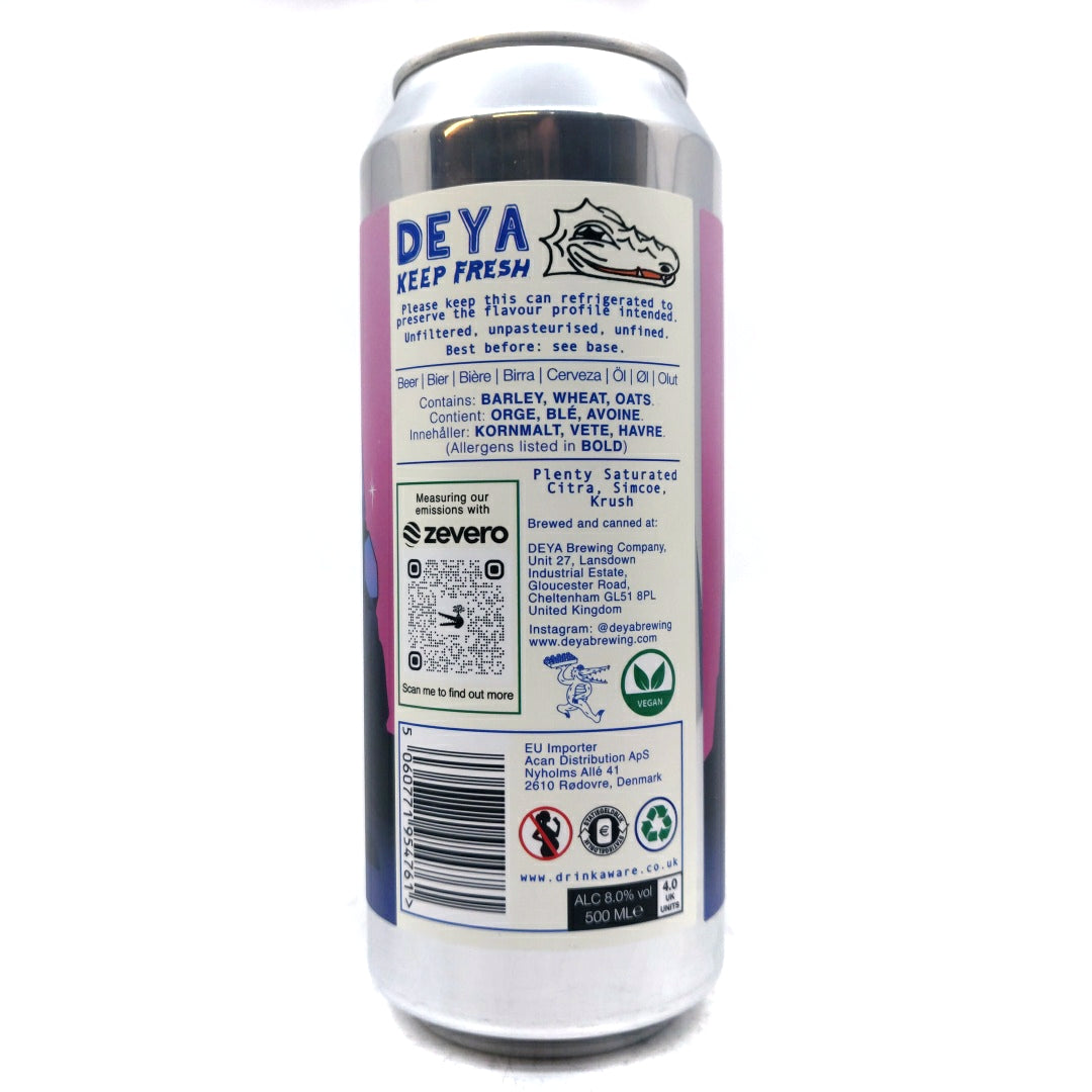 DEYA x Floc Plenty Saturated Citra, Simcoe, Krush Double IPA 8% (500ml can)-Hop Burns & Black