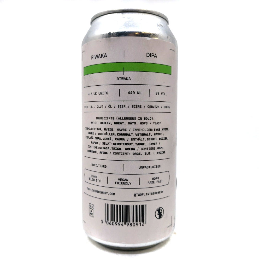 Two Flints Dripping In Riwaka Double IPA 8% (440ml can)-Hop Burns & Black