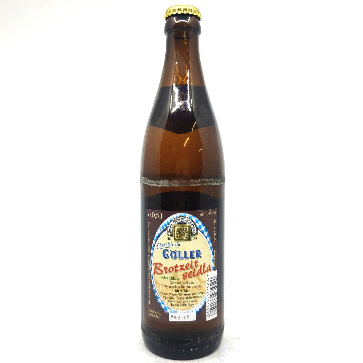 Goller Brotzeit Seidla Helles 4.3% (500ml)-Hop Burns & Black