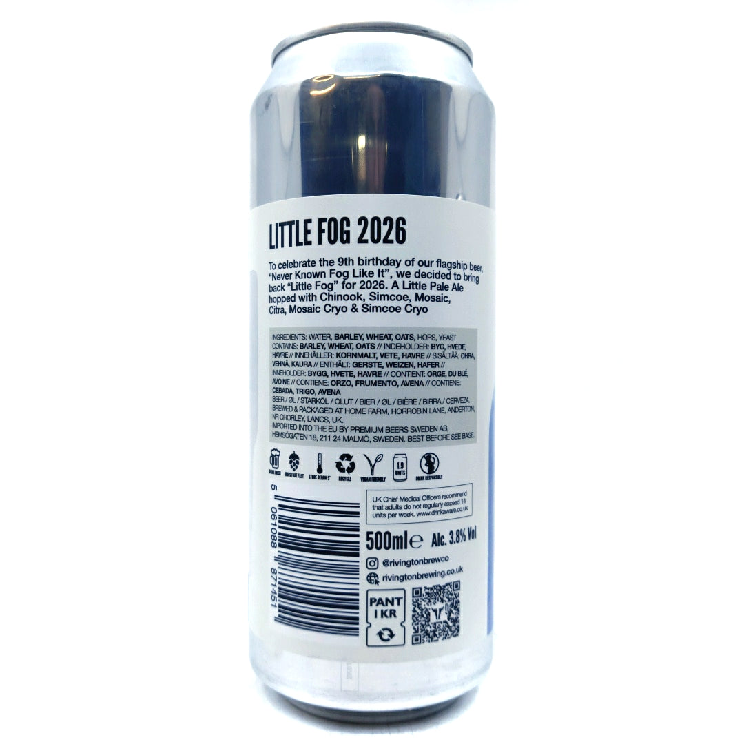 Rivington Little Fog 2026 Pale Ale 3.8% (500ml can)-Hop Burns & Black