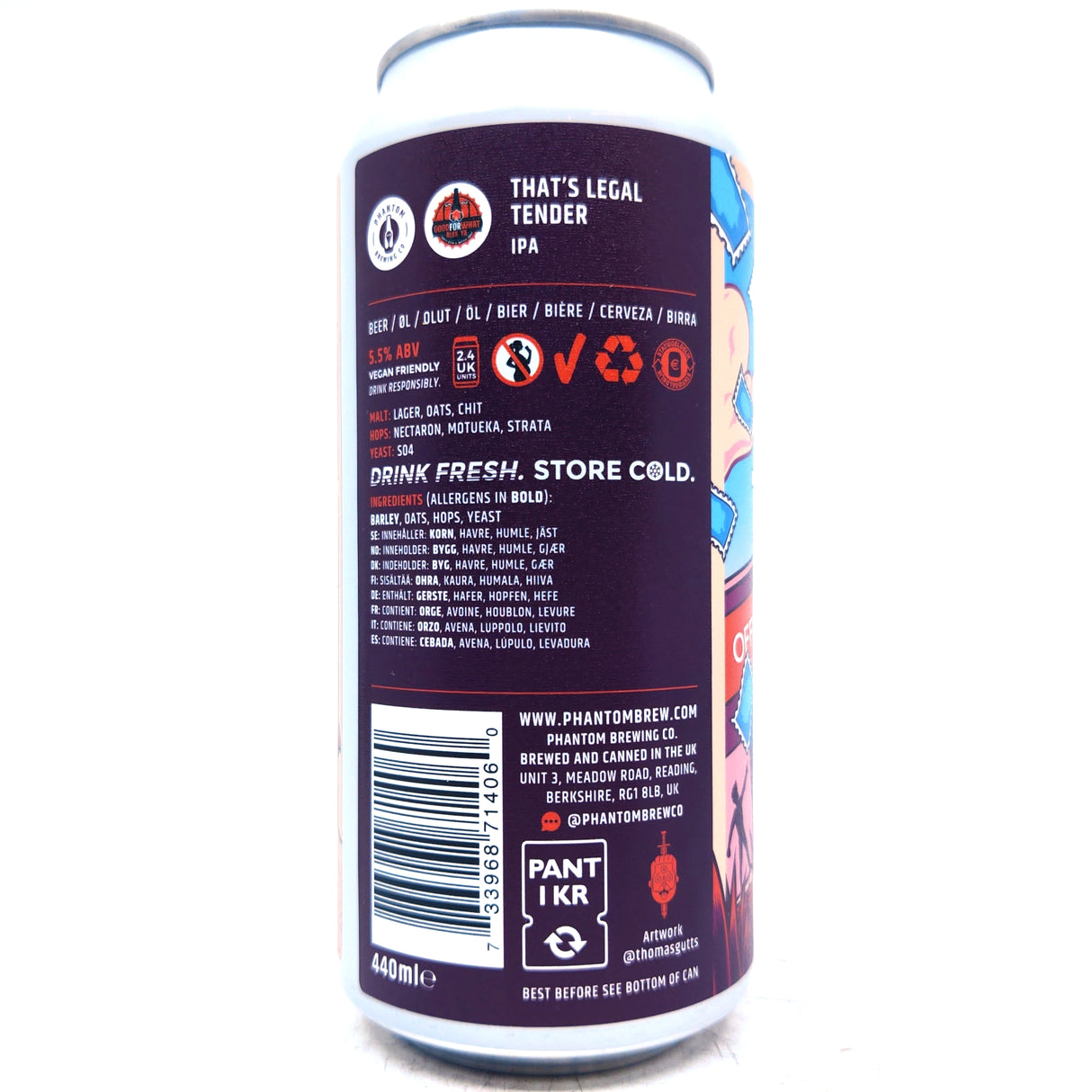 Phantom Brewing Co That's Legal Tender IPA 5.5% (440ml can)-Hop Burns & Black