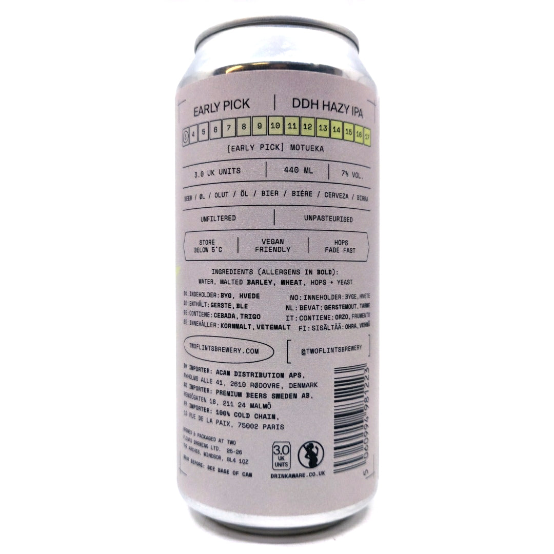 Two Flints x Beak Early Pick Motueka DDH Hazy IPA 7% (440ml can)-Hop Burns & Black