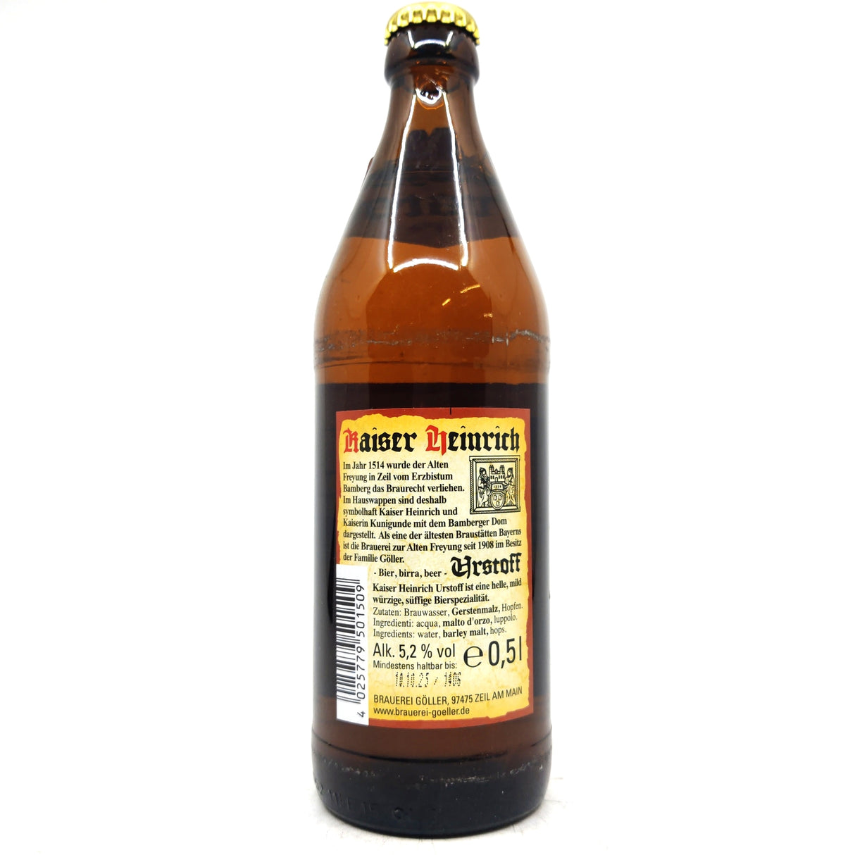 Goller Kaiser Heinrich Urstoff Export Lager 5.2% (500ml)-Hop Burns & Black