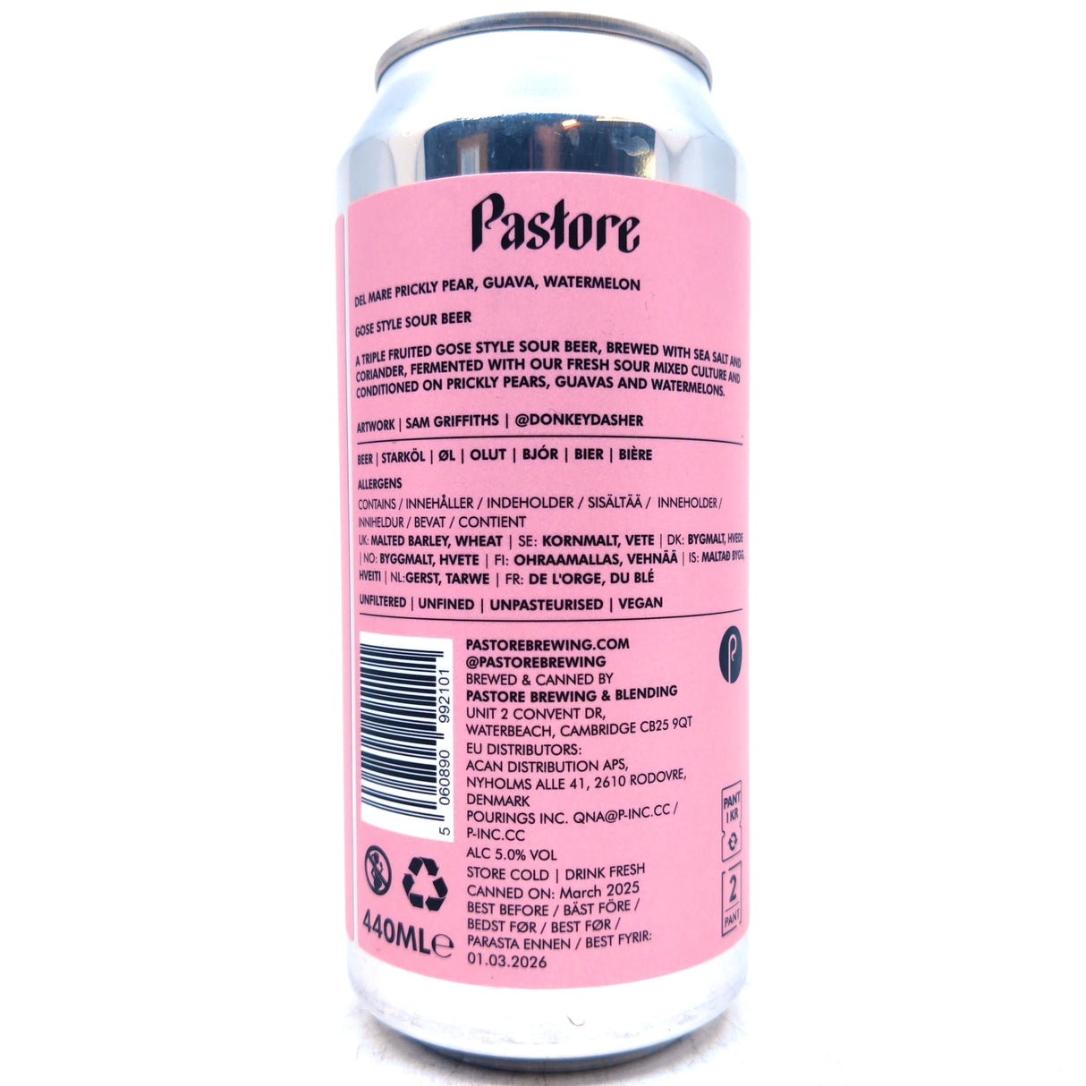 Pastore Del Mare Prickly Pear, Guava, Watermelon Sour 5% (440ml can)-Hop Burns & Black