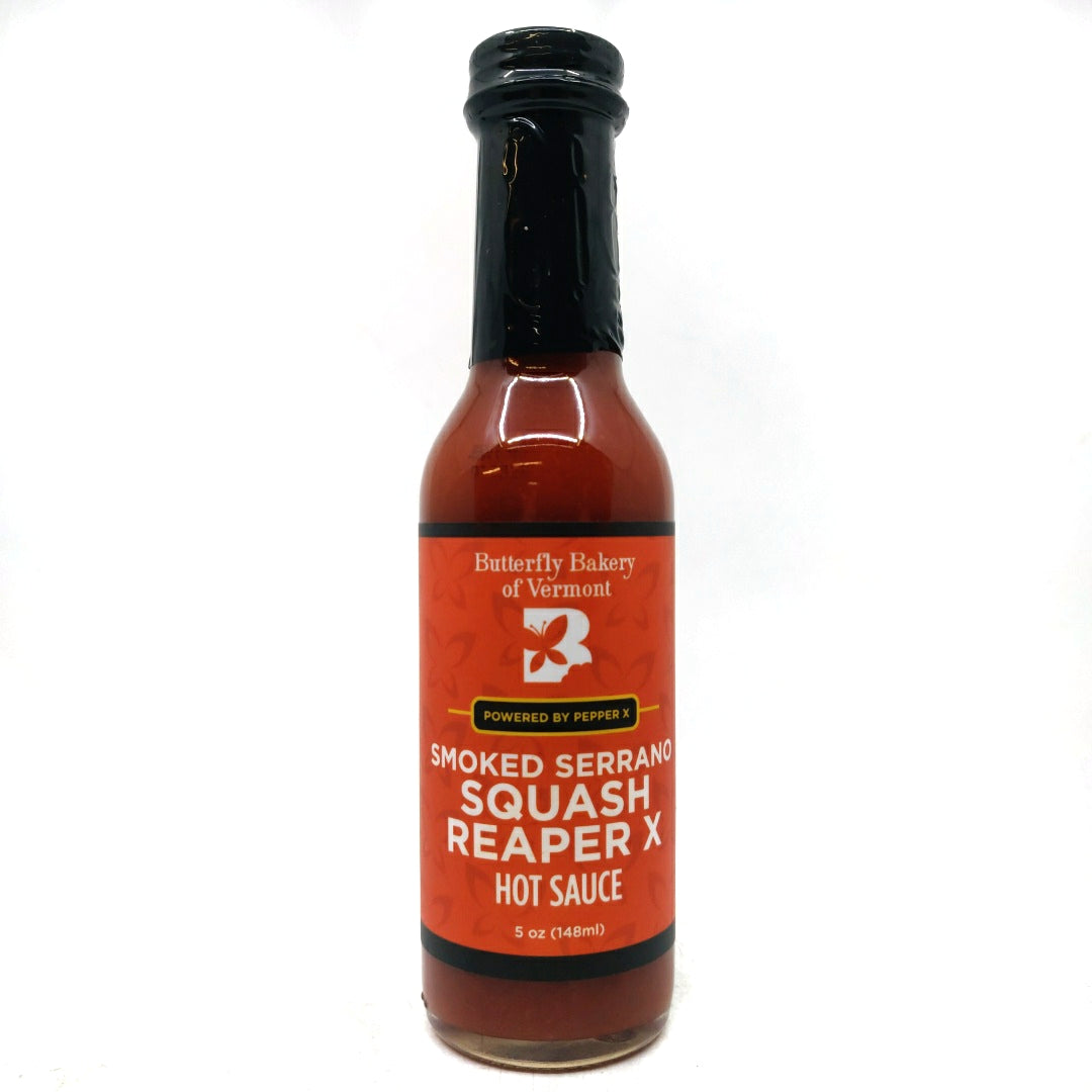 Butterfly Bakery Smoked Serrano Squash Reaper X Hot Sauce (148ml)-Hop Burns & Black