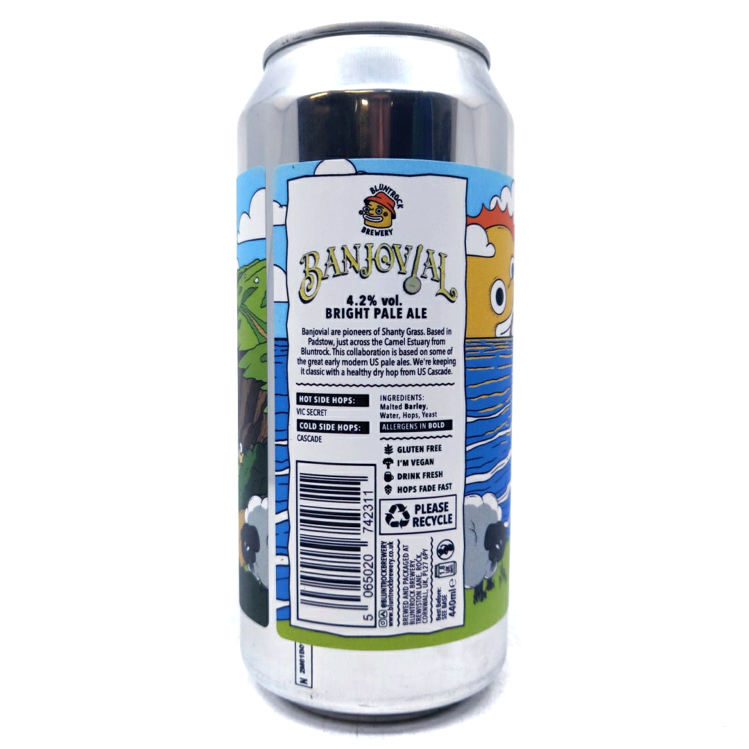 Bluntrock Banjovial Bright Pale Ale 4.2% (440ml can)-Hop Burns & Black