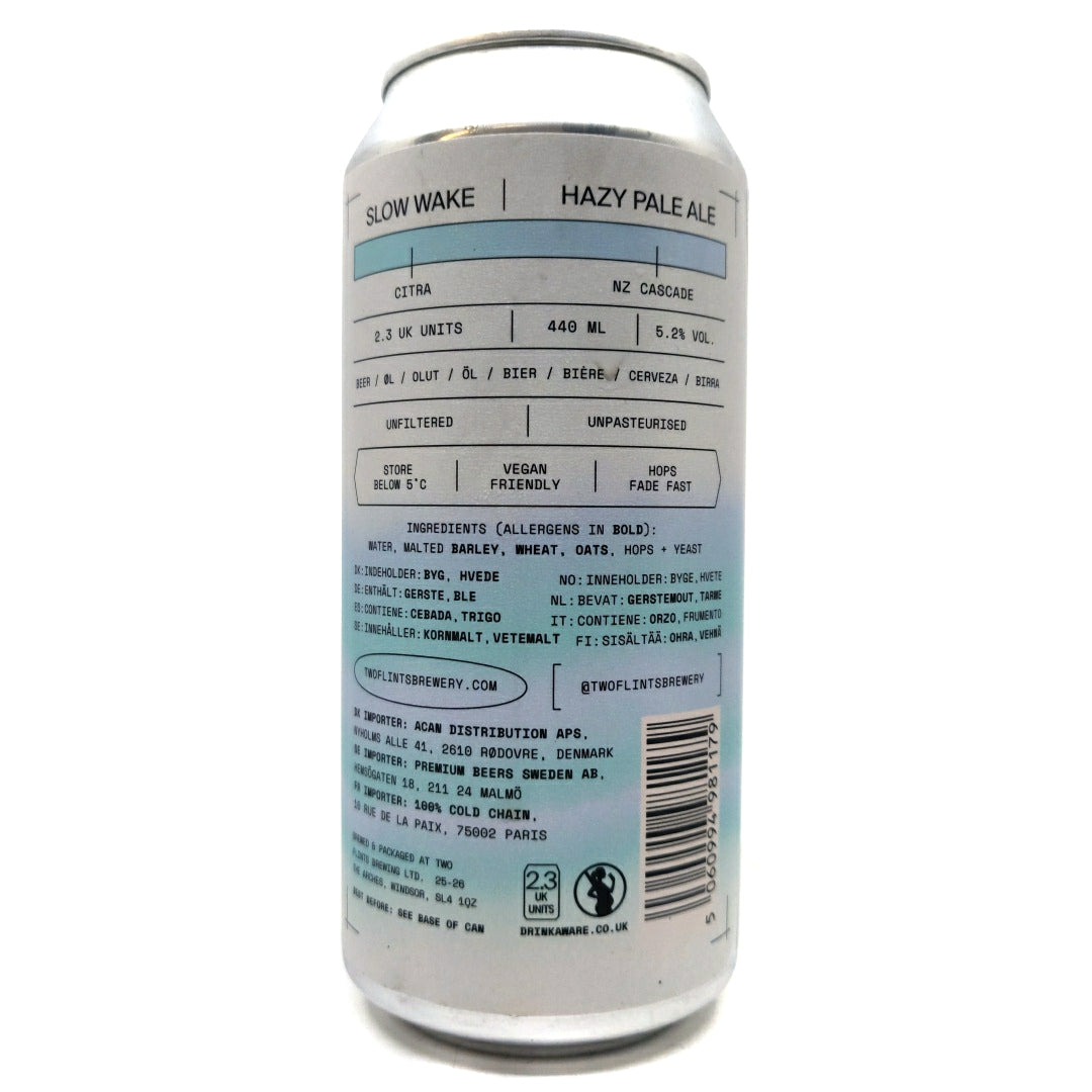 Two Flints Slow Wake Hazy Pale Ale 5.2% (440ml can)-Hop Burns & Black