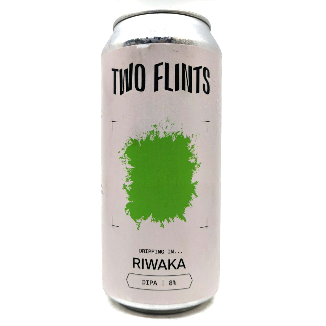 Two Flints Dripping In Riwaka Double IPA 8% (440ml can)-Hop Burns & Black