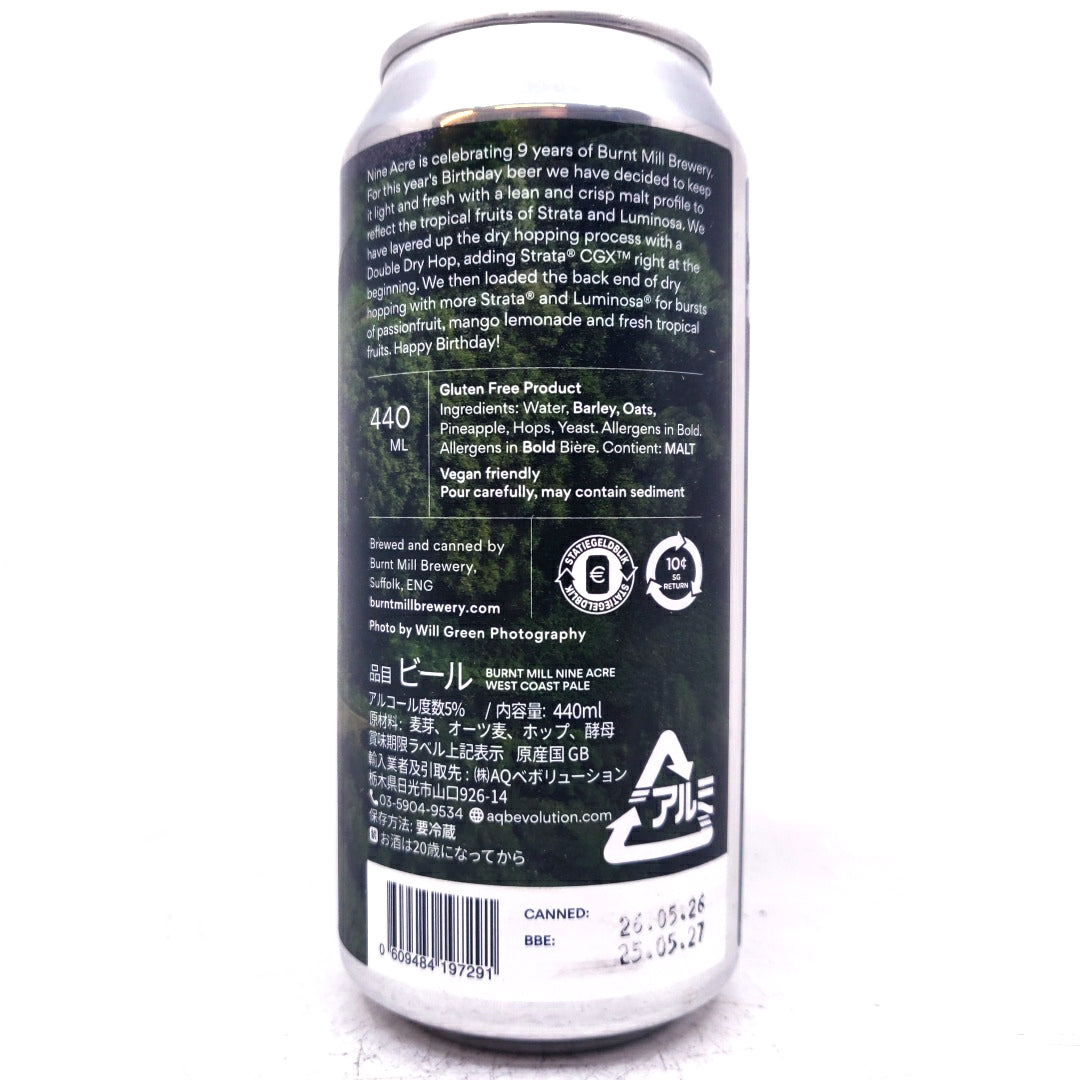 Burnt Mill Nine Acre West Coast Pale Ale 5% (440ml can)-Hop Burns & Black