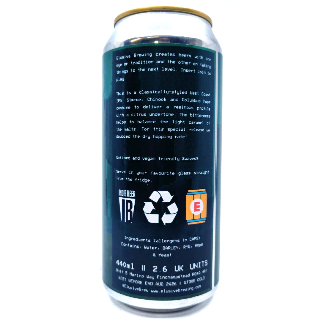 Elusive Brewing DDH Oregon Trail West Coast IPA 5.8% (440ml can)-Hop Burns & Black