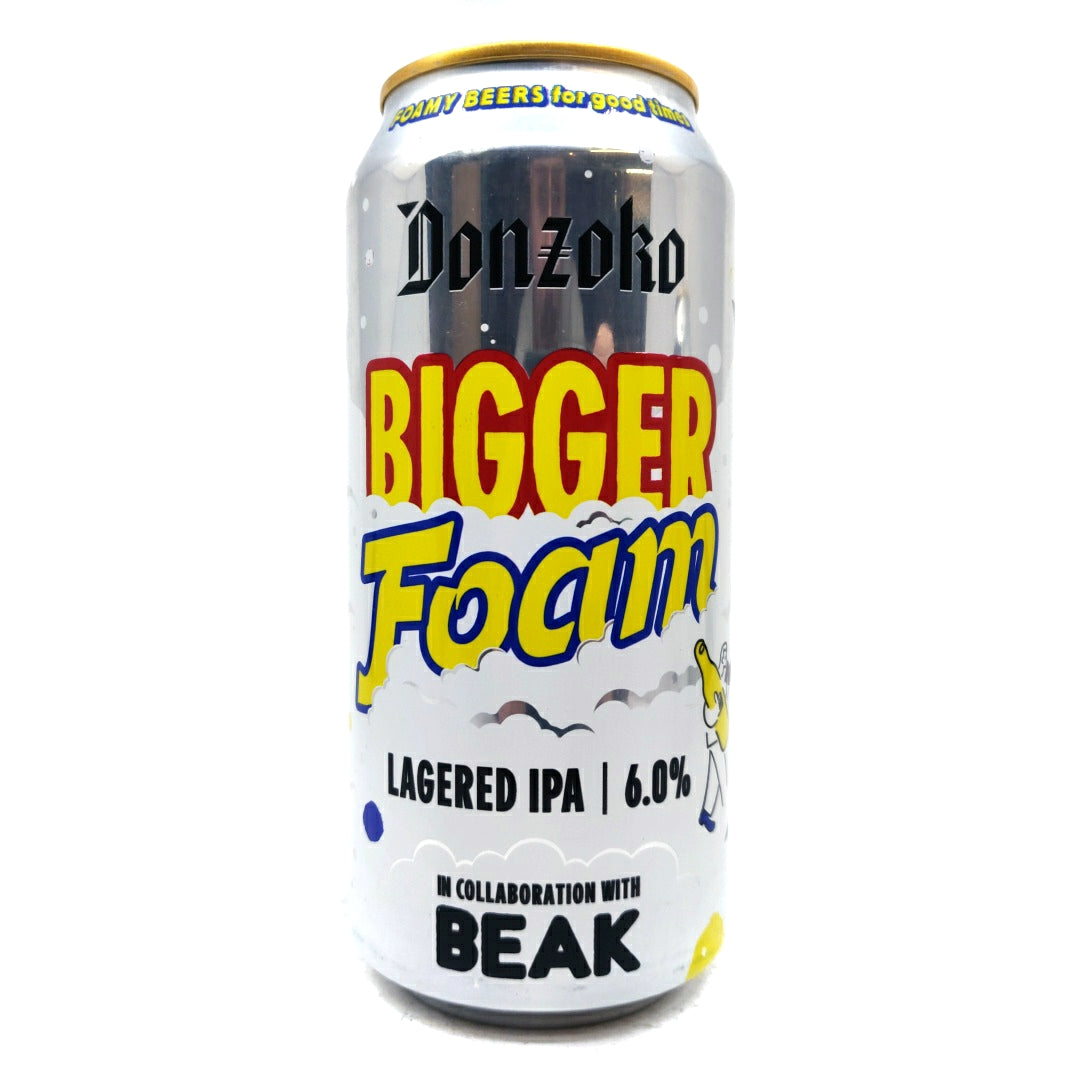 Donzoko x Beak Brewery Bigger Foam Lagered IPA 6% (440ml can)-Hop Burns & Black