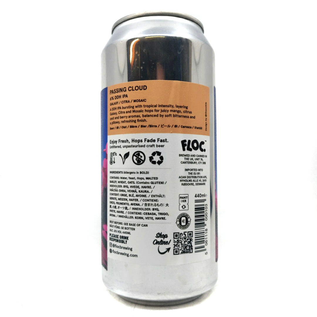 Floc Brewing Passing Cloud DDH IPA 6% (440ml can)-Hop Burns & Black