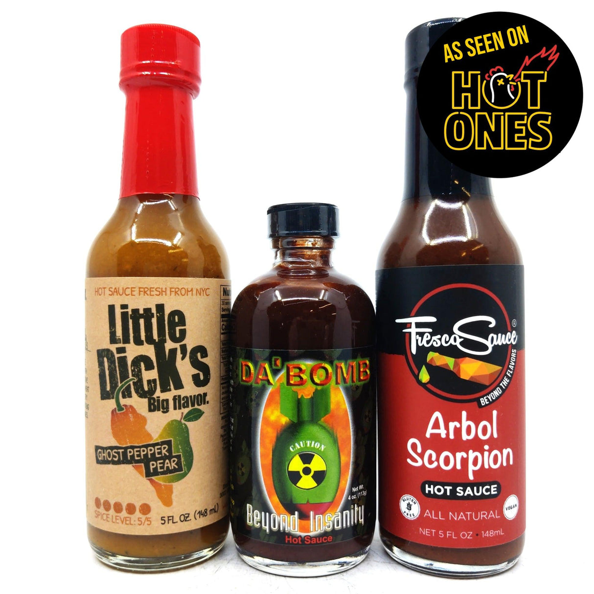 Hot Ones Hot Sauce Season 25 Da Bomb Beyond Insanity Pack (3 sauces)-Hop Burns & Black