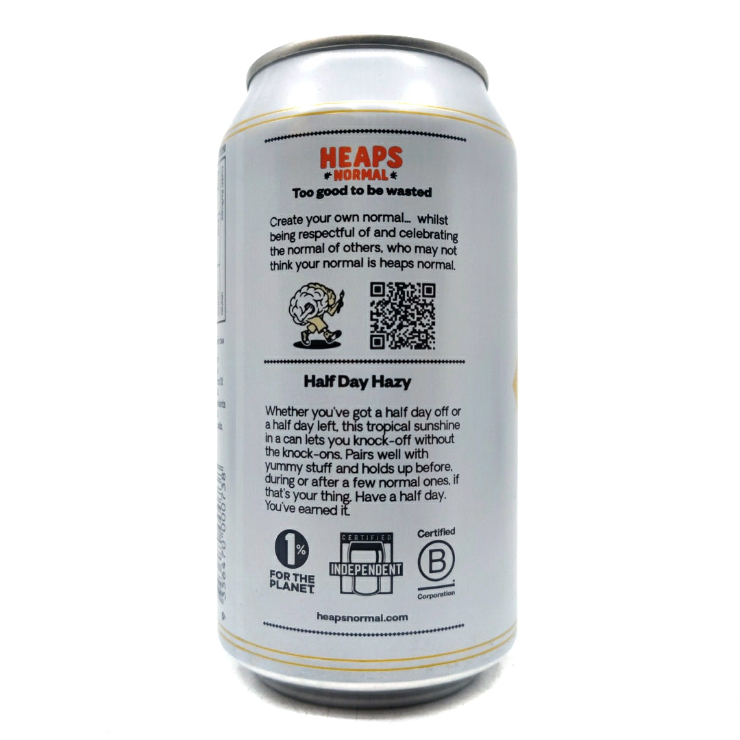 Heaps Normal Half Day Hazy Non-Alcoholic Beer 0.5% (375ml can)-Hop Burns & Black