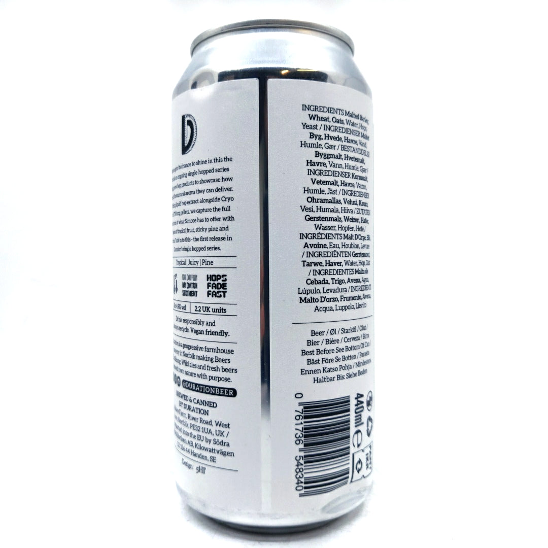 Duration Shine Simcoe Hopped Pale Ale 4.9% (440ml can)-Hop Burns & Black