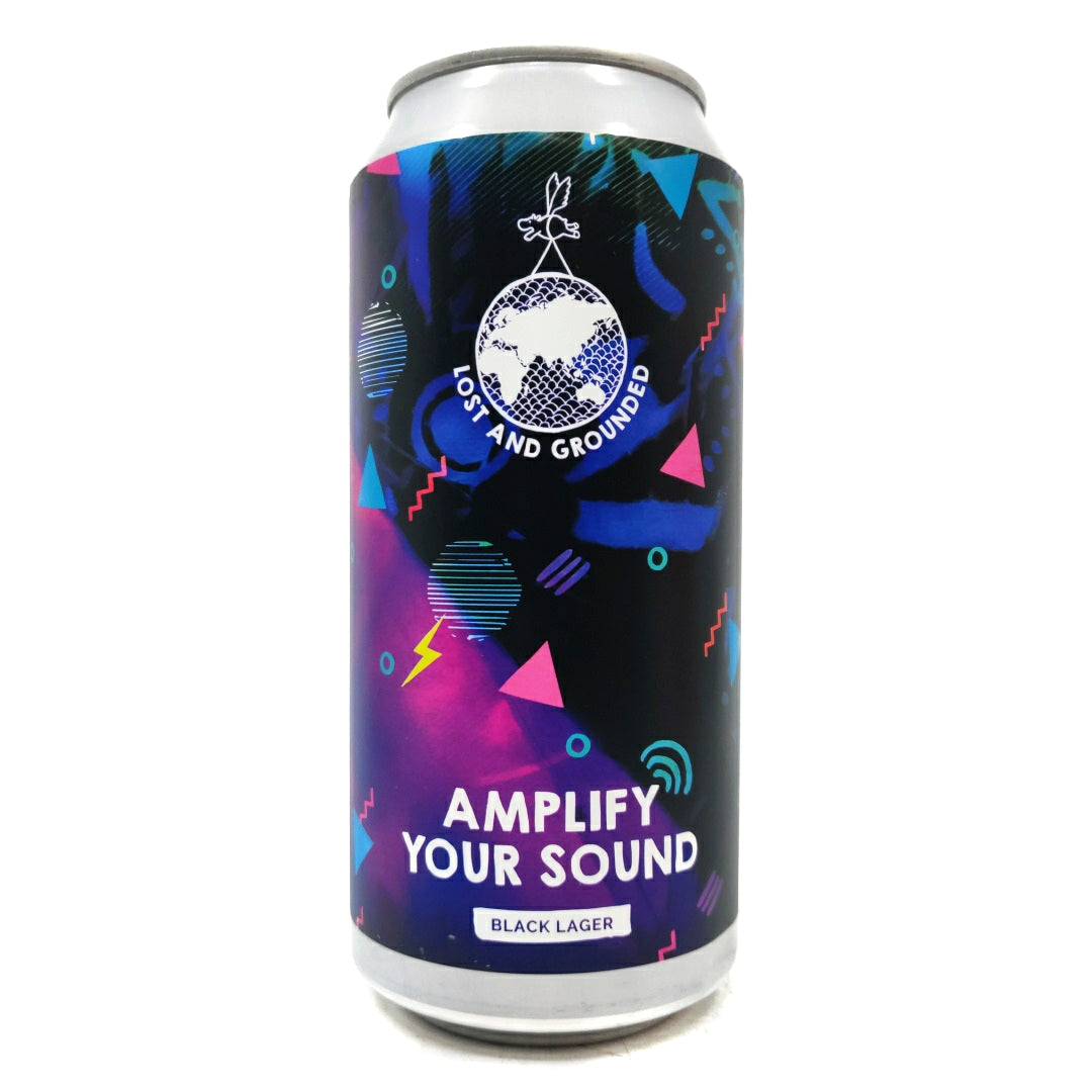 Lost & Grounded Amplify Your Sound Black Lager 5.2% (440ml can)-Hop Burns & Black