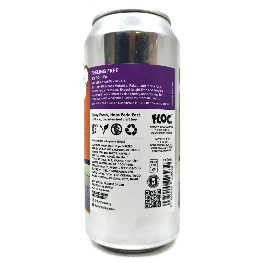Floc Brewing Feeling Free DDH IPA 6% (440ml can)-Hop Burns & Black