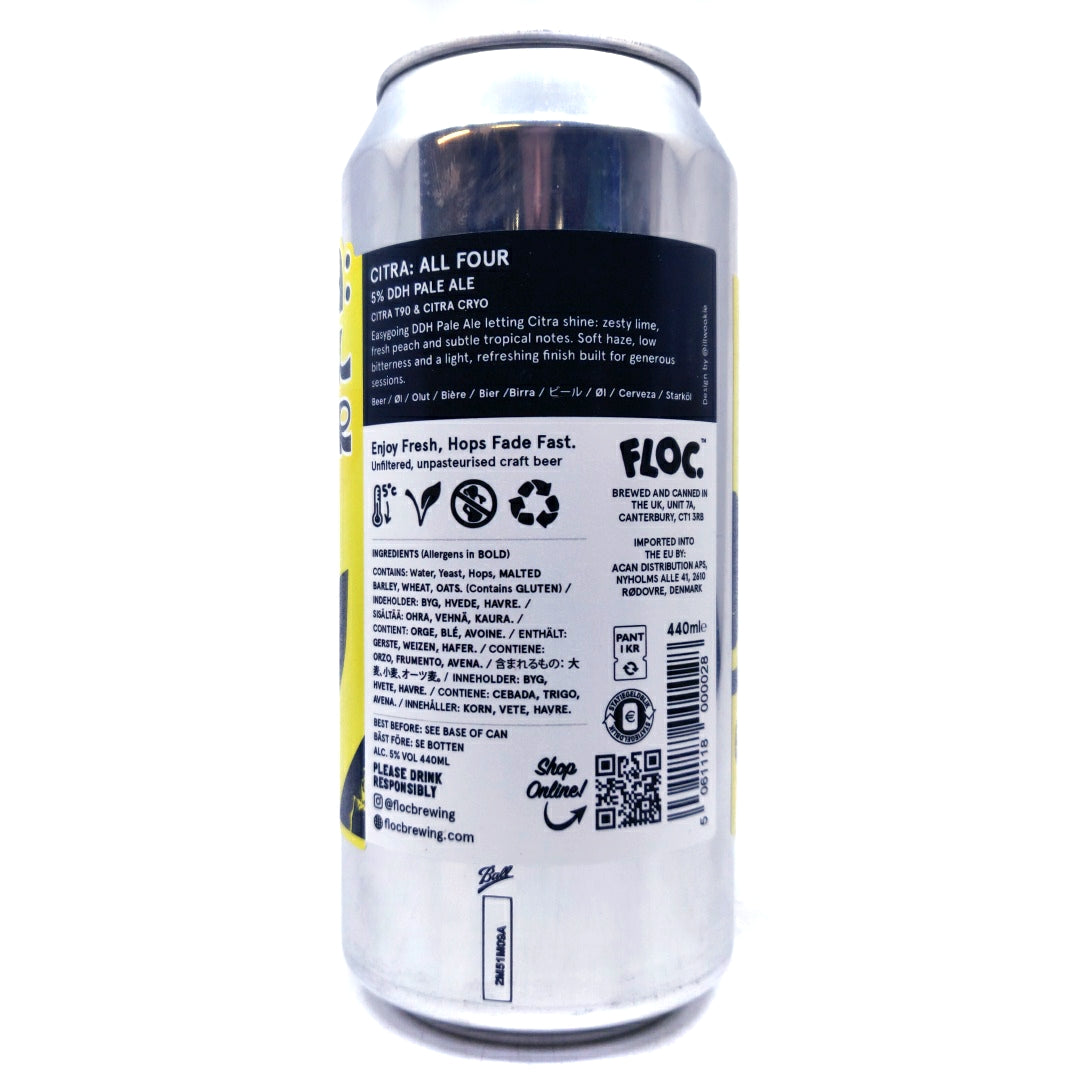 Floc Brewing Citra All Four DDH Pale Ale 5% (440ml can)-Hop Burns & Black