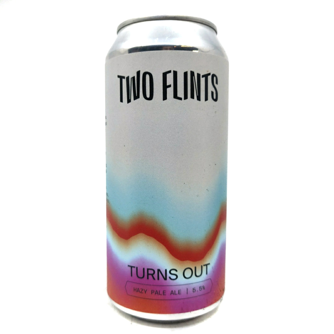 Two Flints Turns Out Hazy Pale Ale 5.5% (440ml can)-Hop Burns & Black