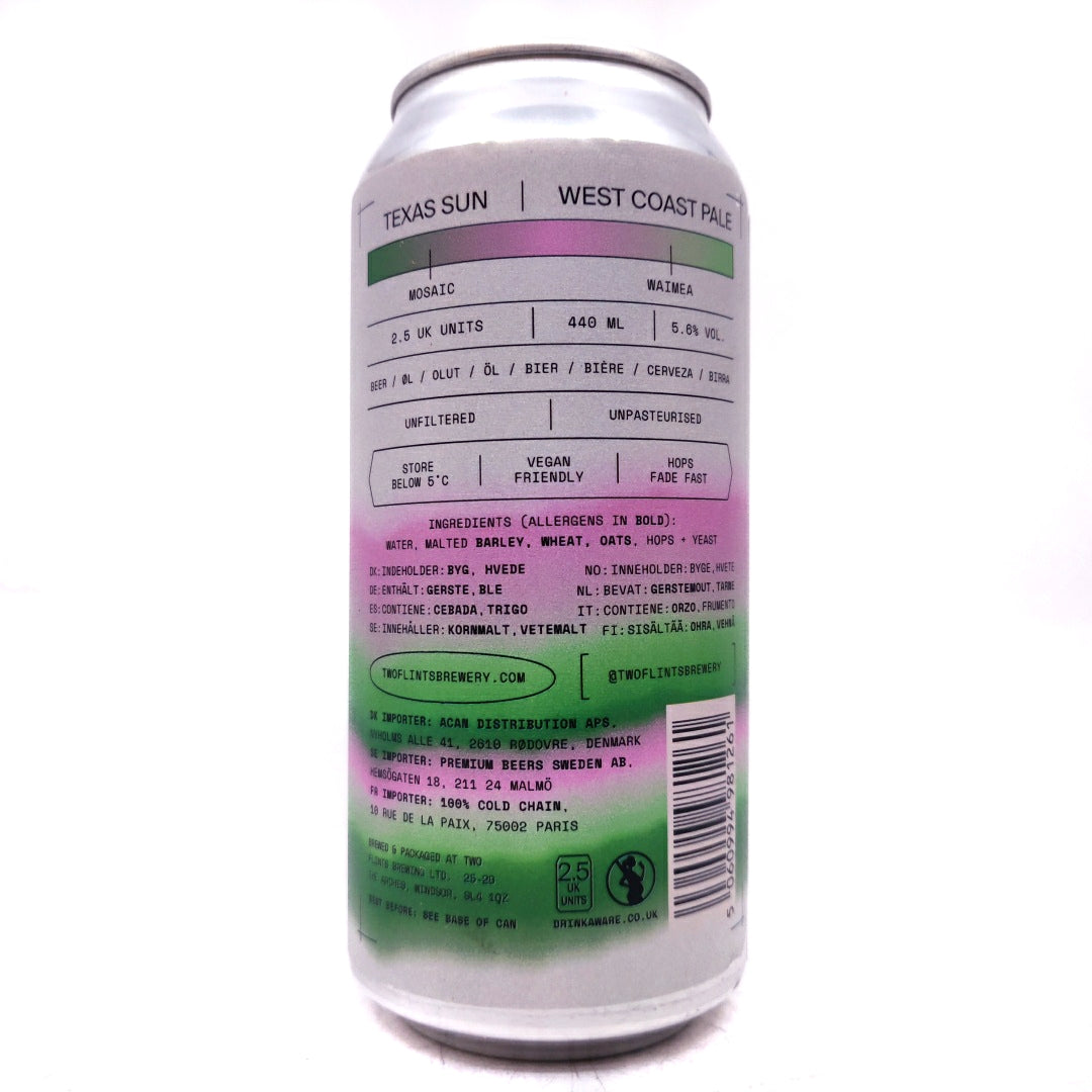 Two Flints Texas Sun West Coast Pale Ale 5.6% (440ml can)-Hop Burns & Black