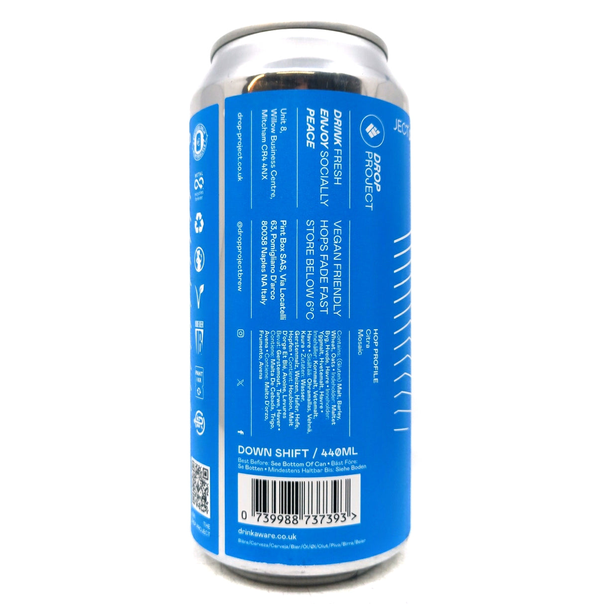 Drop Project Down Shift Alcohol-free Pale Ale 0.5% (440ml can)-Hop Burns & Black