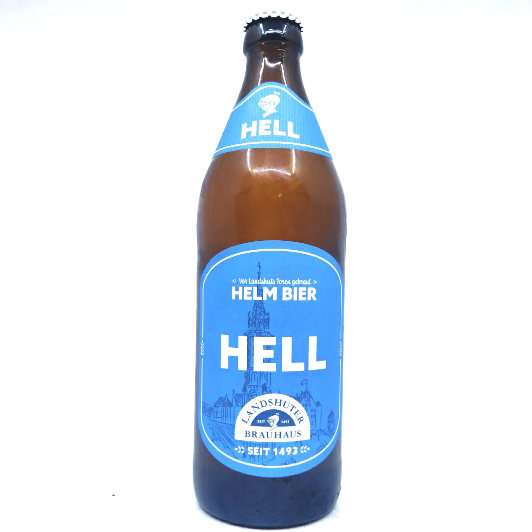 Landshuter Helm Bier Hell 4.9% (500ml)-Hop Burns & Black