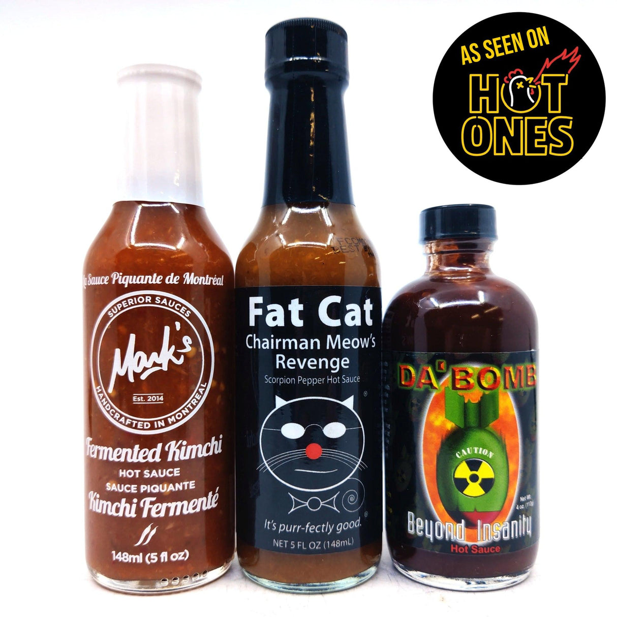 Hot Ones Hot Sauce Season 24 Da Bomb Beyond Insanity Pack (3 sauces)-Hop Burns & Black