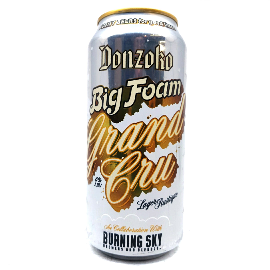 Donzoko x Burning Sky Big Foam Grand Cru Lager Rustique 6% (440ml can)-Hop Burns & Black
