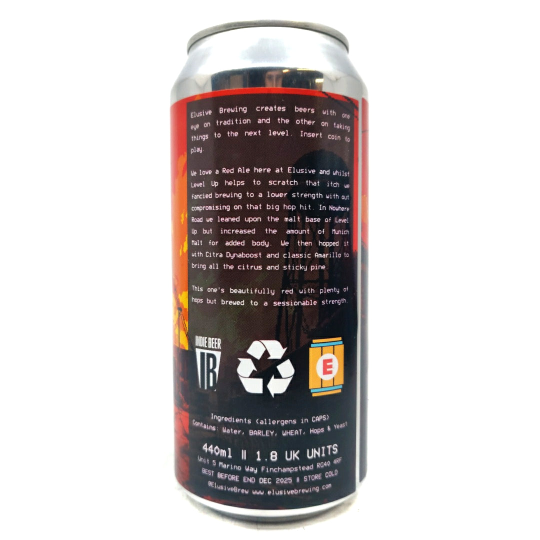 Elusive Brewing Nowhere Road American Red Ale 4% (440ml can)-Hop Burns & Black