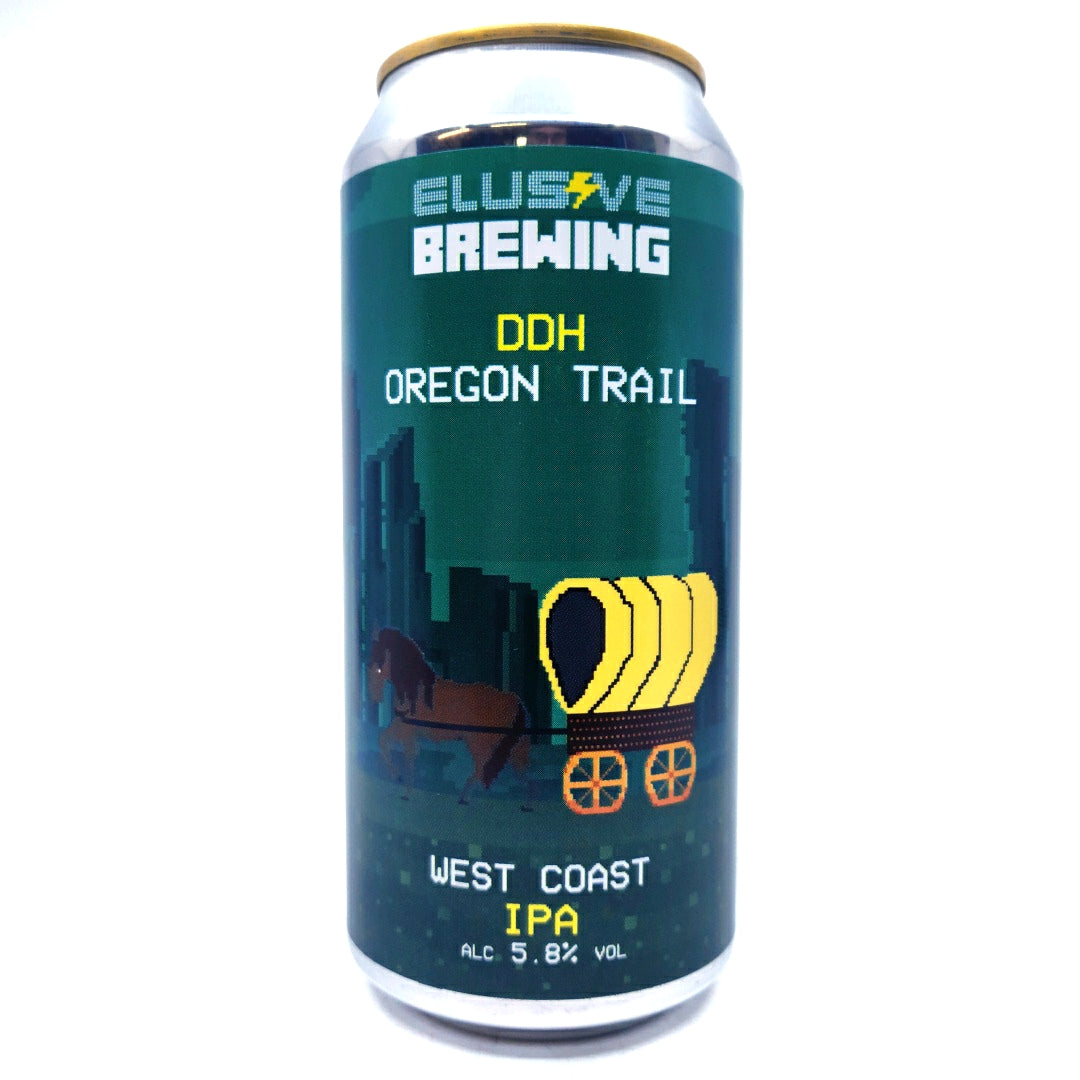 Elusive Brewing DDH Oregon Trail West Coast IPA 5.8% (440ml can)-Hop Burns & Black