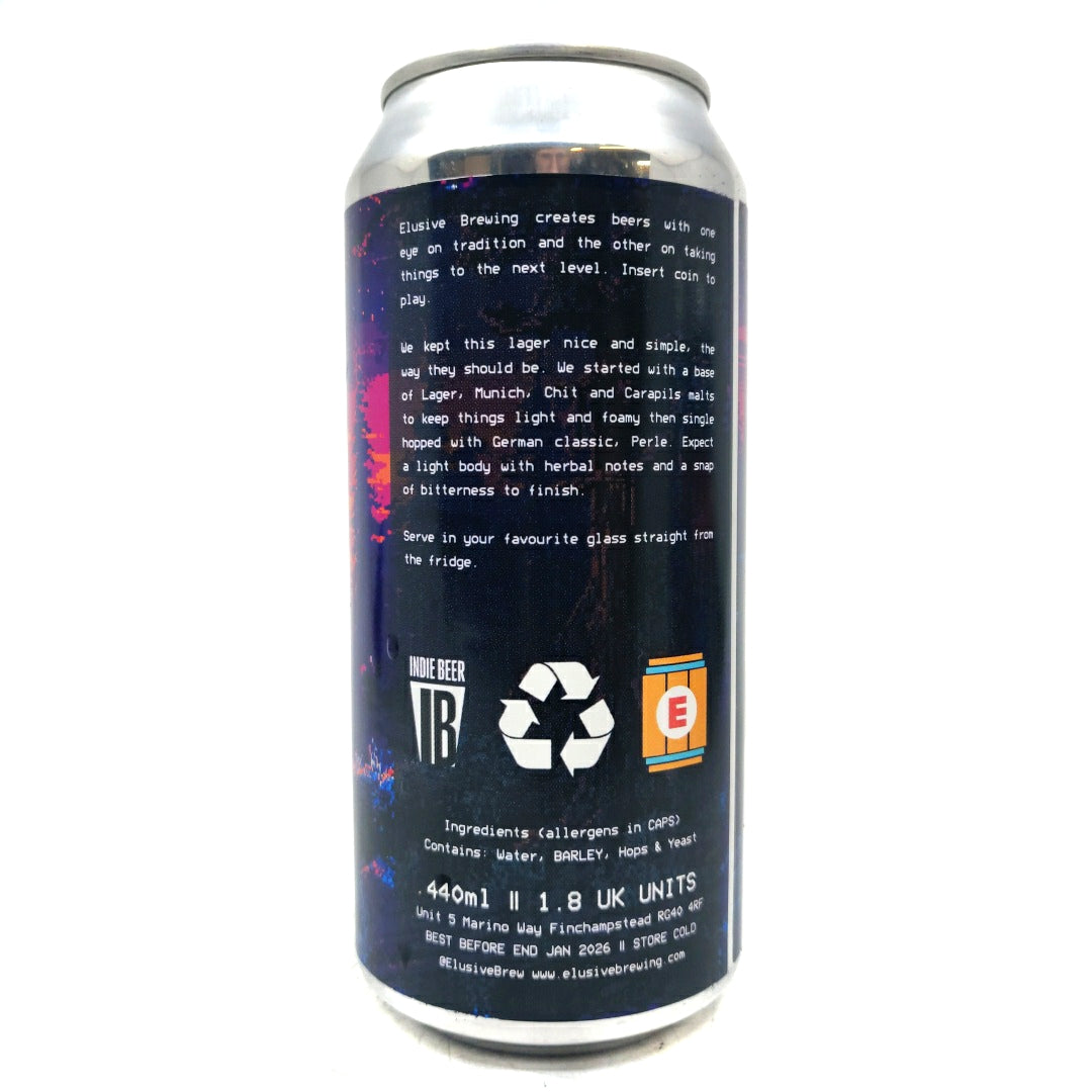 Elusive Brewing Cosmos Lager 4.2% (440ml can)-Hop Burns & Black