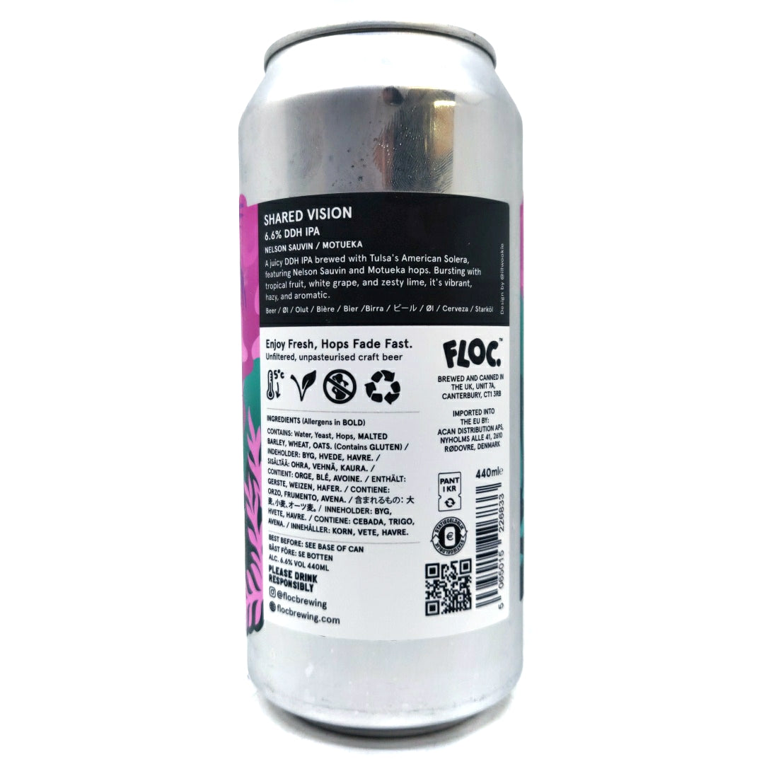 Floc Brewing x American Solera Shared Vision DDH IPA 6.6% (440ml can)-Hop Burns & Black