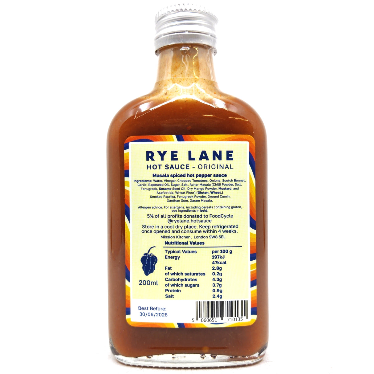 Rye Lane Original Hot Sauce (200ml)-Hop Burns & Black