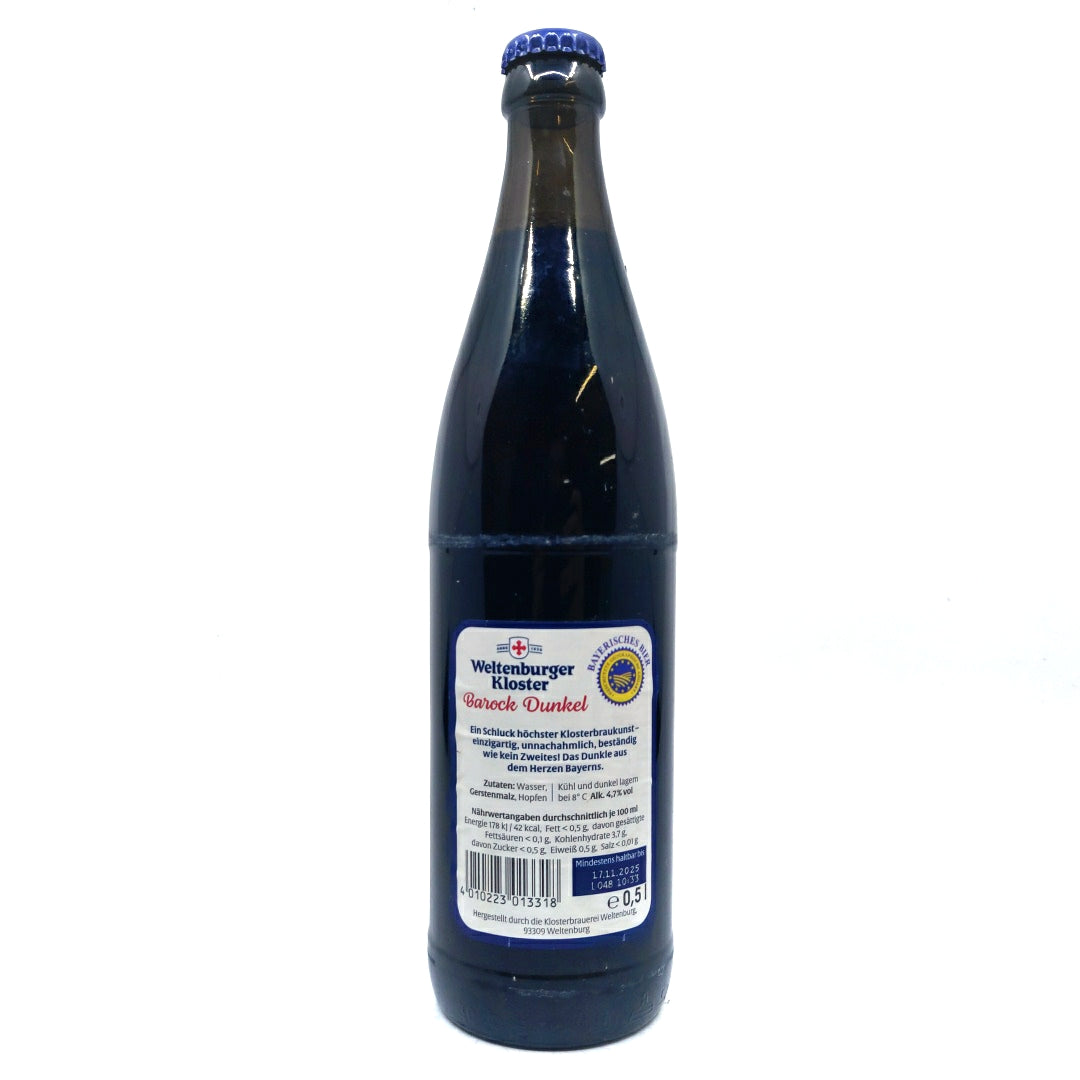 Kloster Weltenburger Barock Dunkel 4.7% (500ml)-Hop Burns & Black