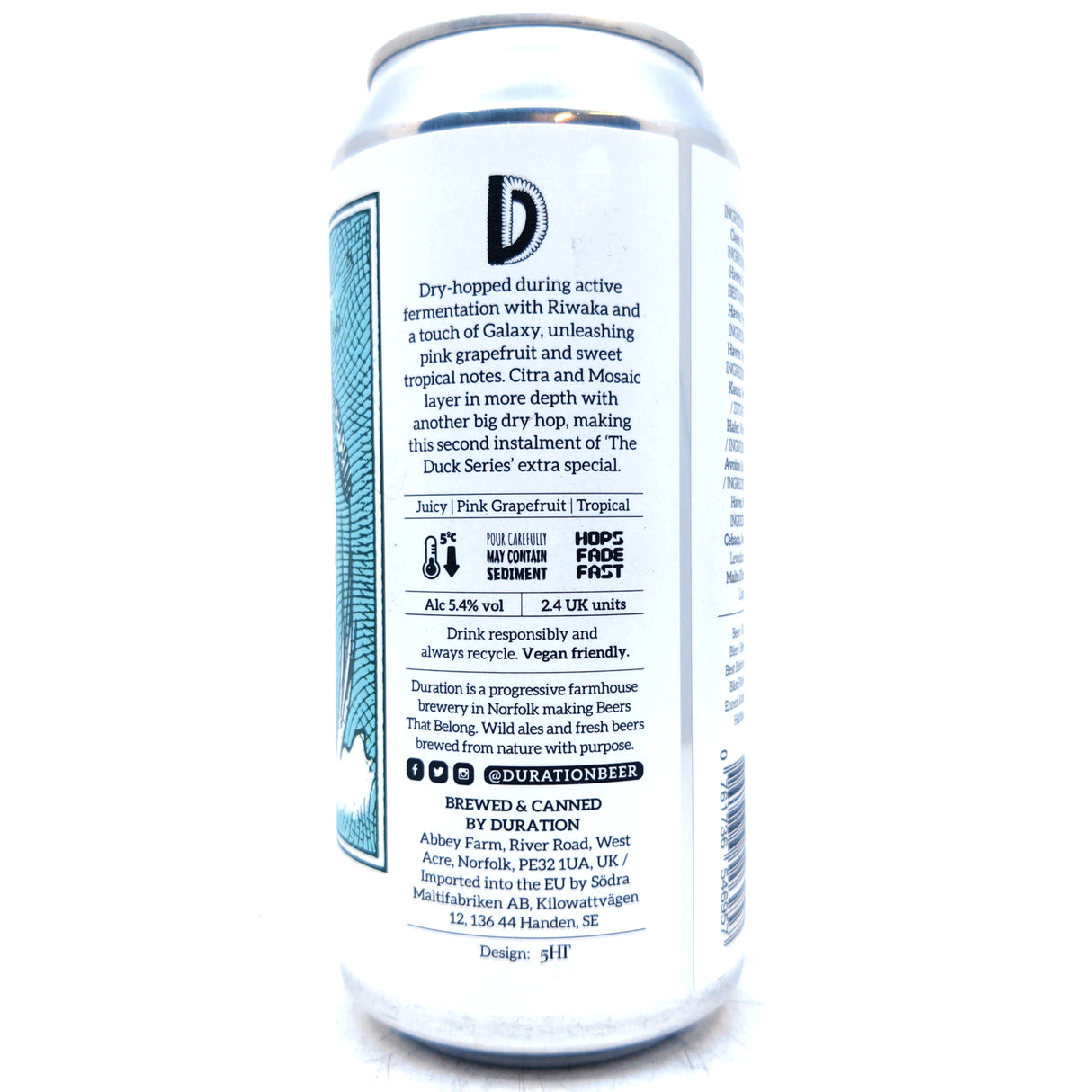 Duration Teal DDH Pale Ale 5.4% (440ml can)-Hop Burns & Black