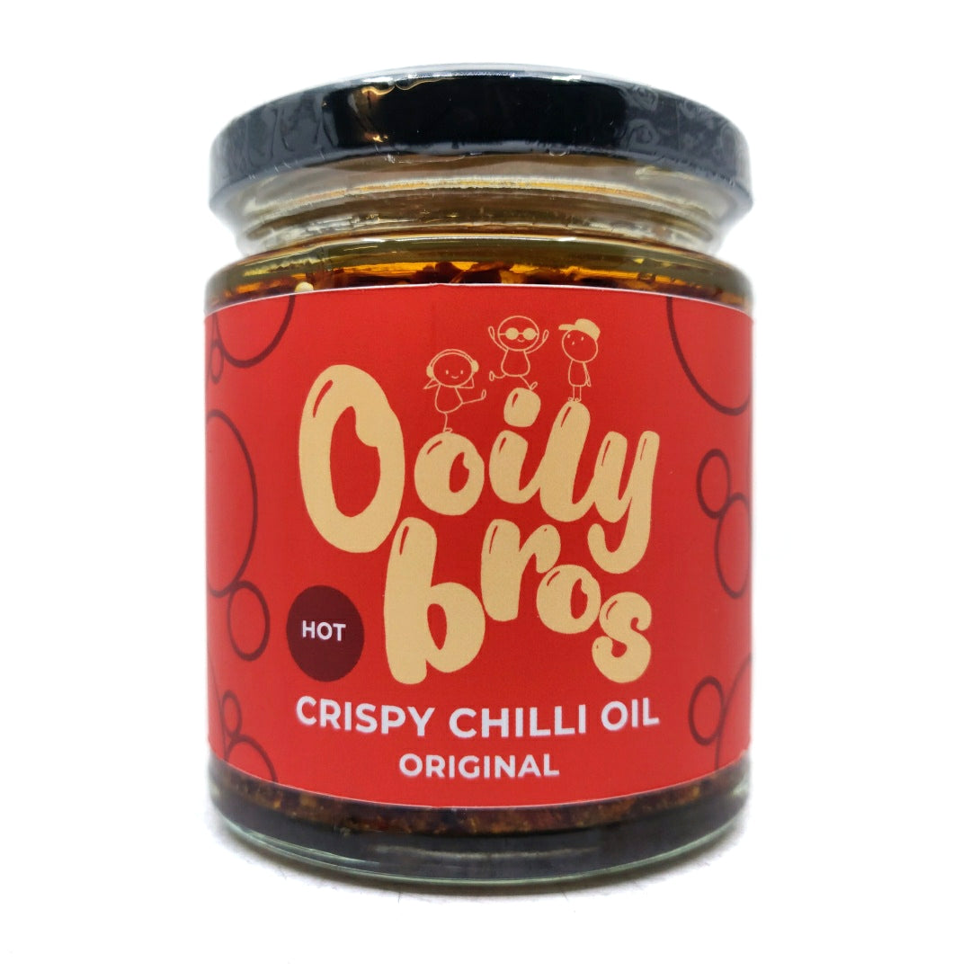 Ooily Bros Original Hot Crispy Chilli Oil (240g)-Hop Burns & Black