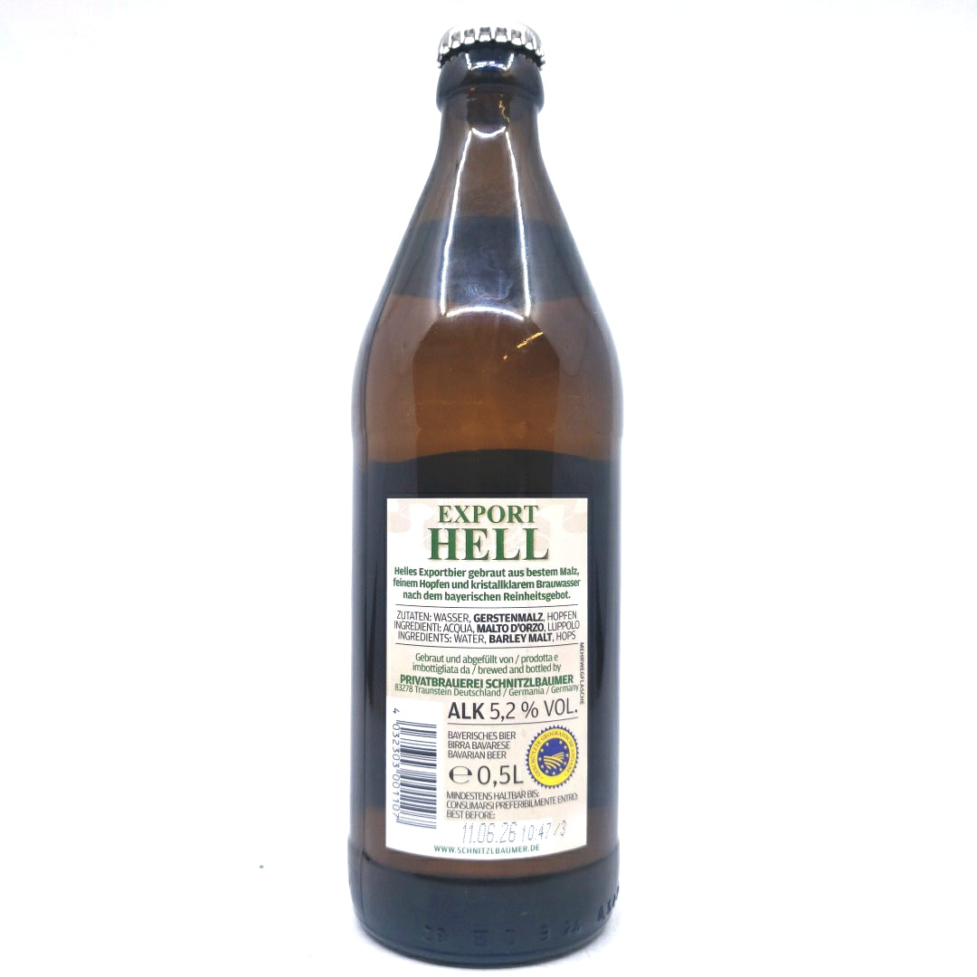 Schnitzlbaumer Export Hell 5.2% (500ml)-Hop Burns & Black