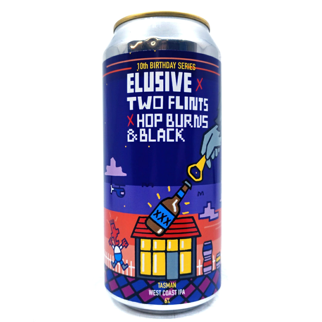 Elusive Brewing x Hop Burns & Black x Two Flints Tasman West Coast IPA 6% (440ml can)-Hop Burns & Black