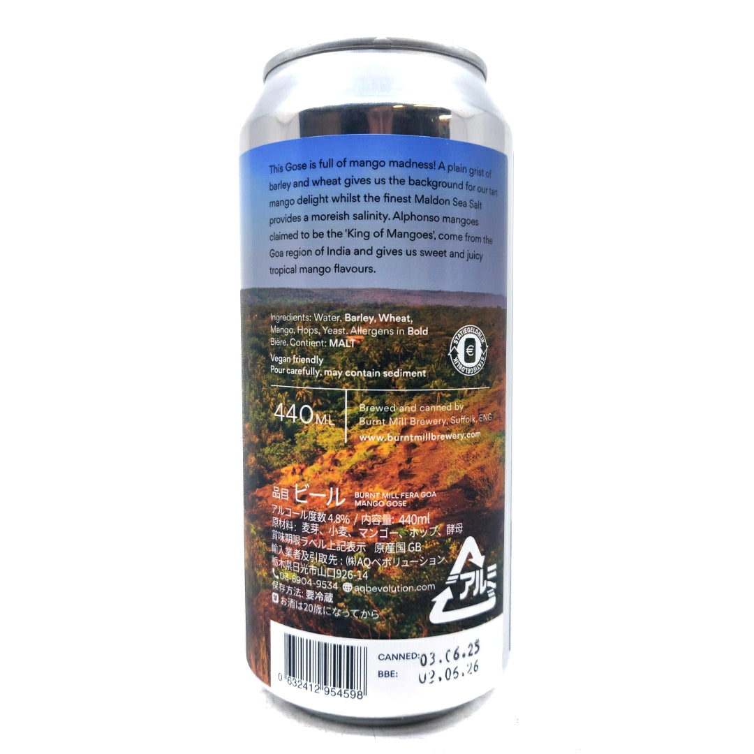 Burnt Mill Fera Goa Mango Gose 4.8% (440ml can)-Hop Burns & Black