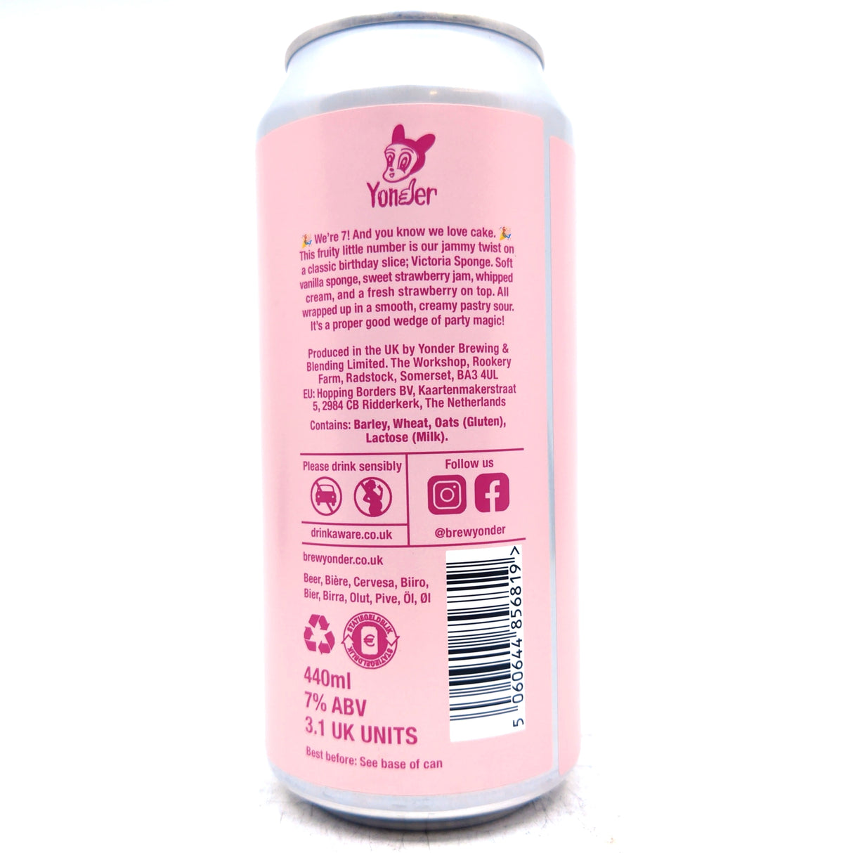 Yonder Victoria Sponge Cake Pastry Sour 7% (440ml can)-Hop Burns & Black