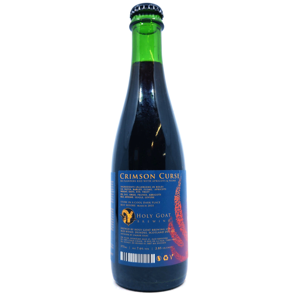 Holy Goat Crimson Curse Barrel Aged Flanders Red with Apricots & Plums 7.6% (375ml)-Hop Burns & Black