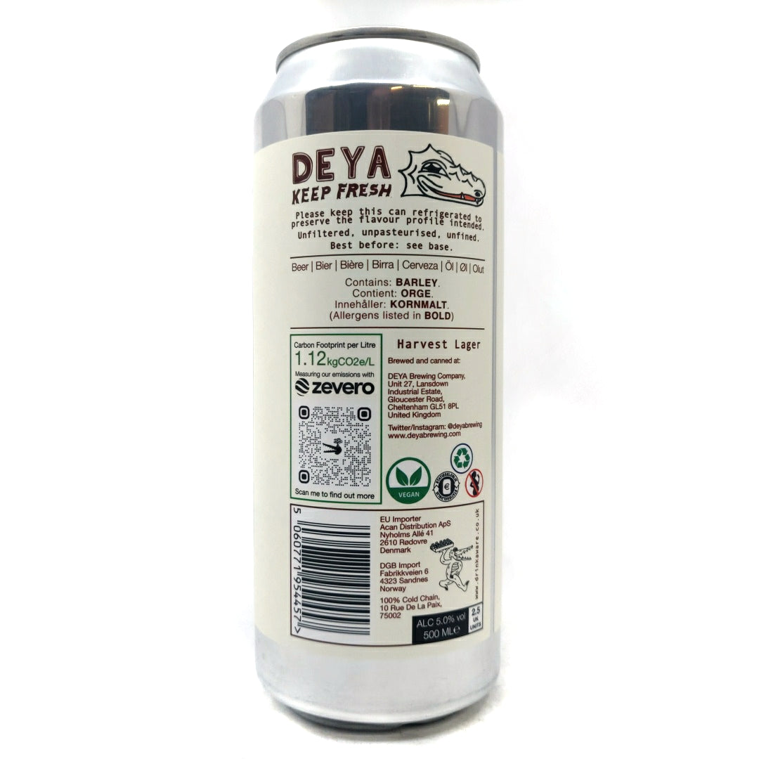 DEYA Harvest Lager 5% (500ml can)-Hop Burns & Black