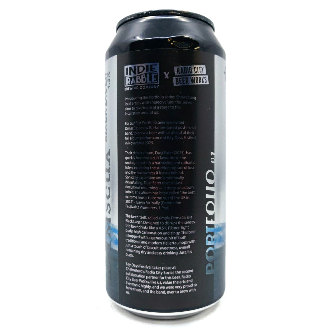Indie Rabble x Radio City Beer Works Dimscua Black Lager 4.5% (440ml can)-Hop Burns & Black
