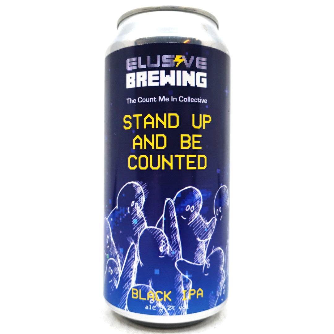Elusive Brewing Stand Up & Be Counted Black IPA 5.2% (440ml can)-Hop Burns & Black